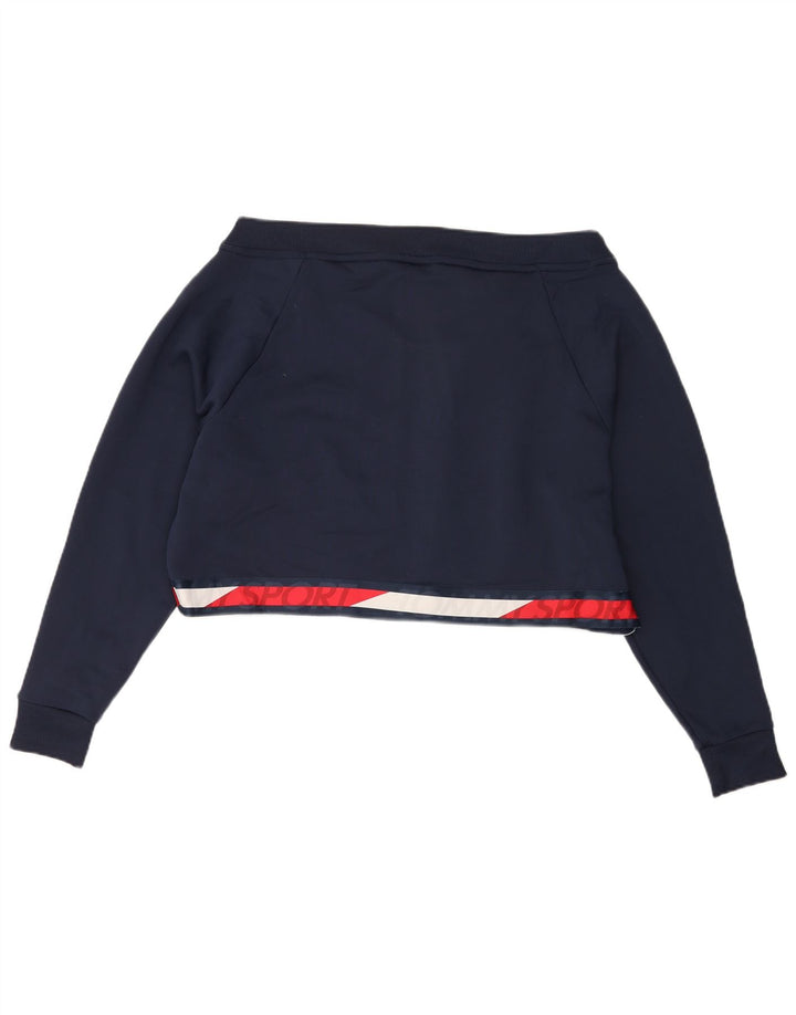 Tommy Hilfiger Dame Crop Sweatshirt Jumper UK 16 Large Navy Blue