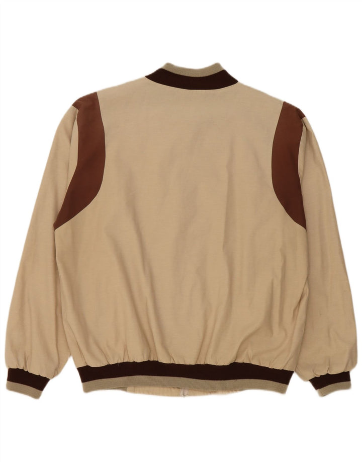 Vintage Bomber Jacket UK 42 XL Beige Colourblock Polyester