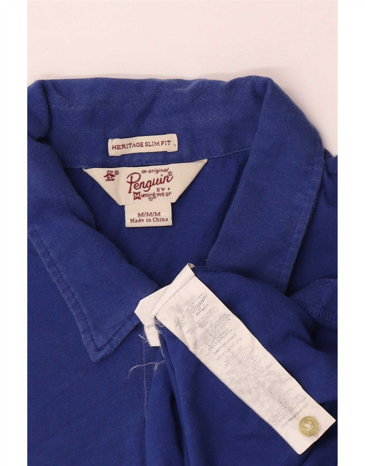 Penguin Heritage Heritage Slim Fit Polo Shirt Medium Blue Plettet Bomuld