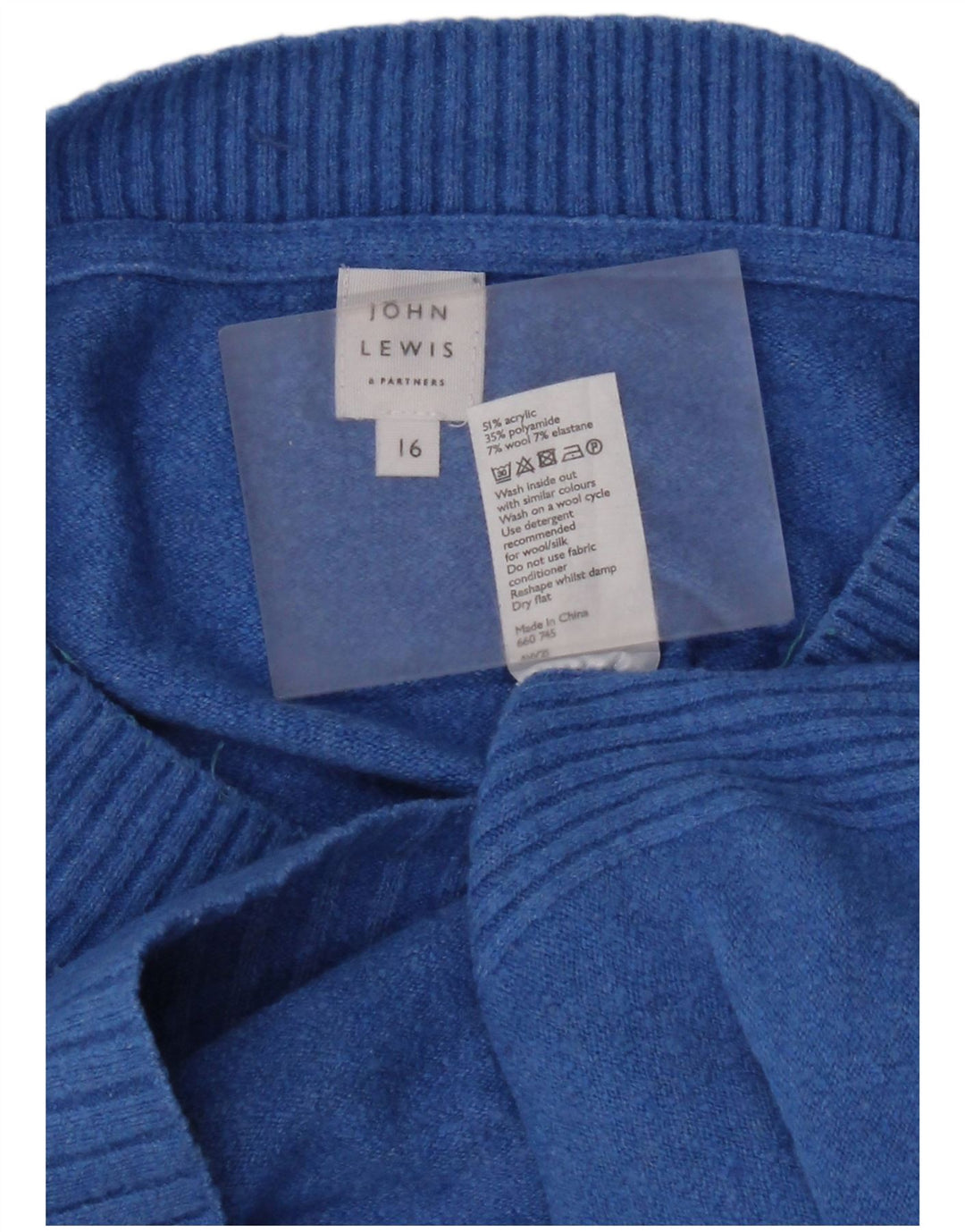 John Lewis Dame Oversized Boat Neck Jumper Sweater UK 16 Large Blue