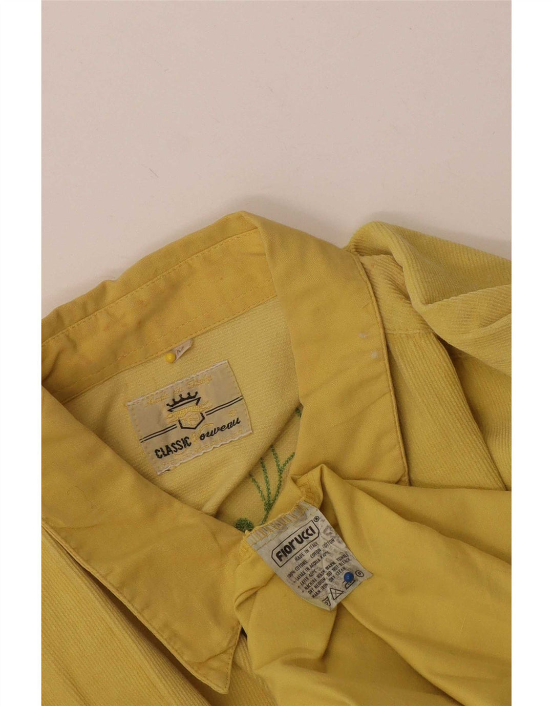Fiorucci Herre fløjlsskjorte Medium gul blomstret bomuld