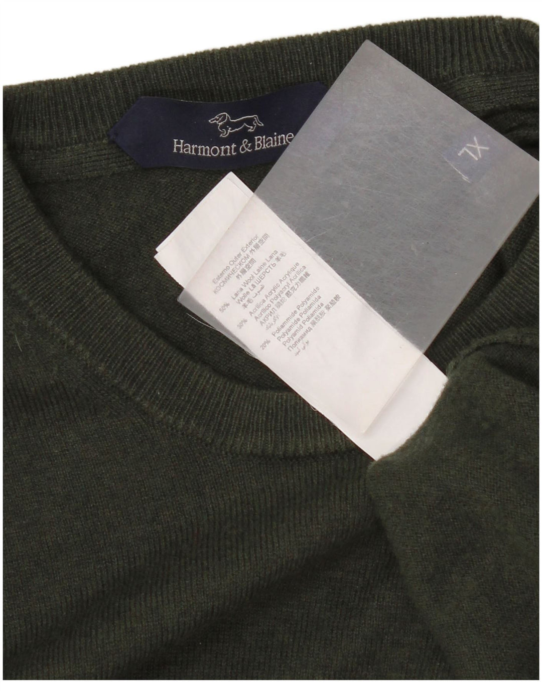 Harmont & Blaine Herre sweater med rund hals XL grøn uld