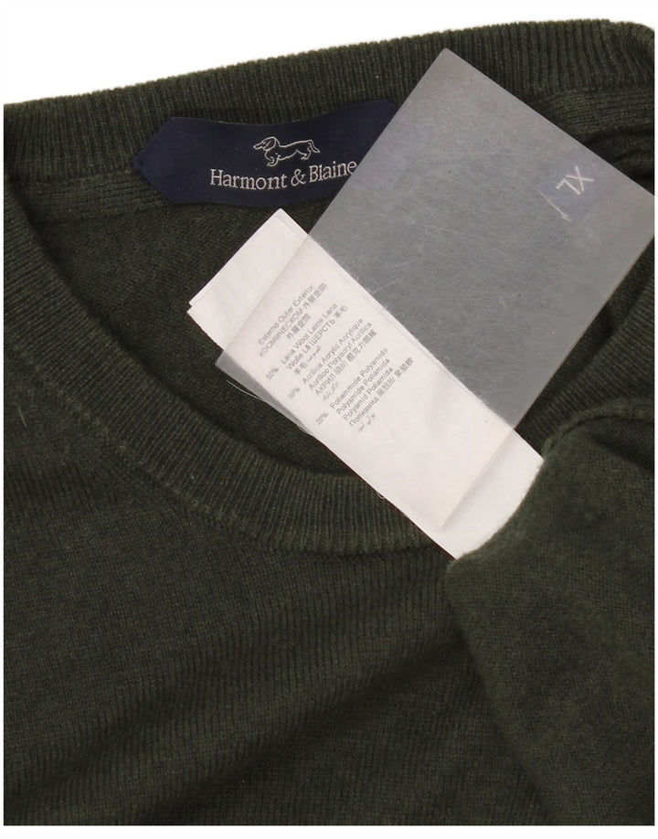 Harmont & Blaine Herre sweater med rund hals XL grøn uld