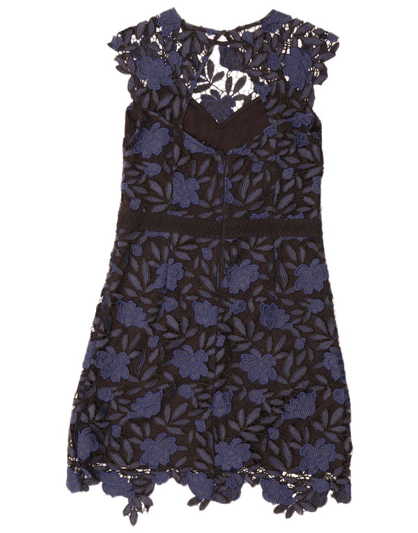Lipsy Dame A-Line Kjole UK 14 Medium Navy Blue Floral Polyester
