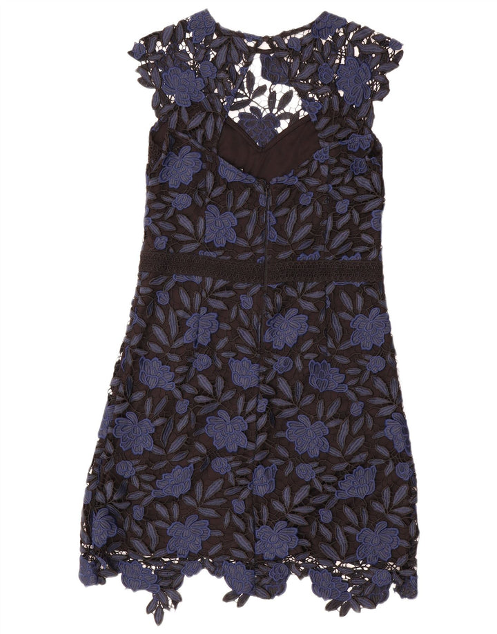 Lipsy Dame A-Line Kjole UK 14 Medium Navy Blue Floral Polyester