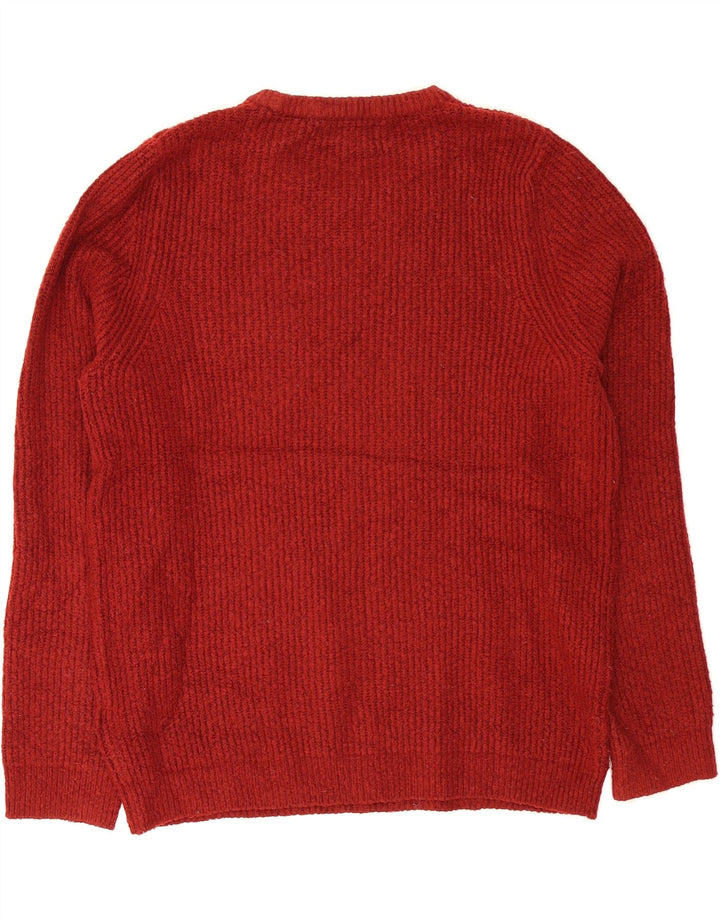 MARKS & SPENCER Womens Crew Neck Jumper Sweater UK 14 Medium Red Acrylic Vintage Marks & Spencer and Second-Hand Marks & Spencer from Messina Hembry 
