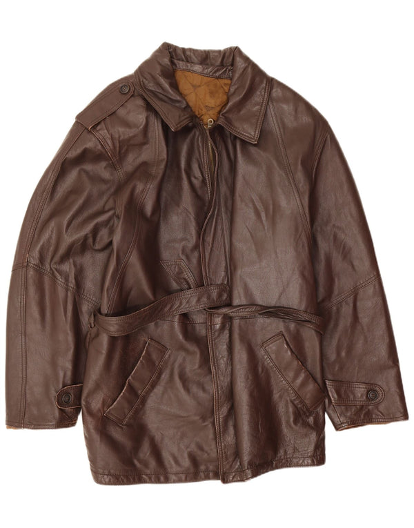 Vintage Herre Military Læderjakke IT 52 XL Brun Læder