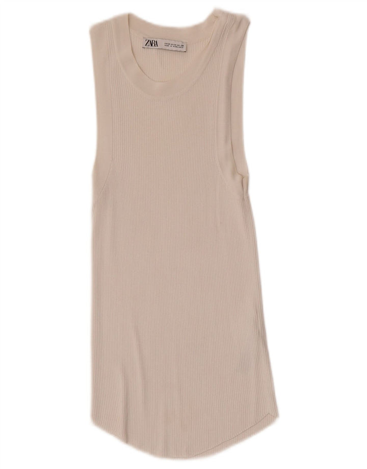 Zara Damevest Top UK 12 Medium White Viscose