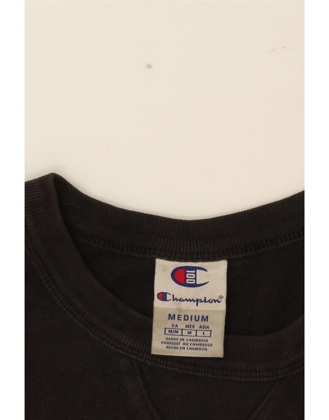 Champion Herre Grafisk T-Shirt Top Medium Sort Bomuld