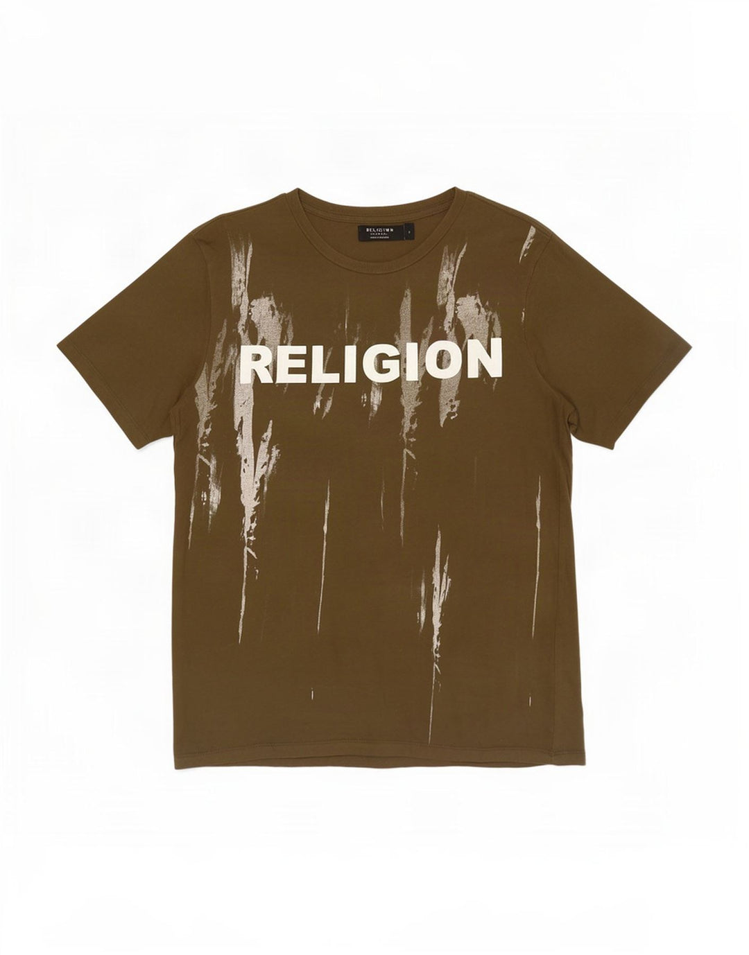 Religion Herre Grafisk T-Shirt Top Lille Khaki Bomuld