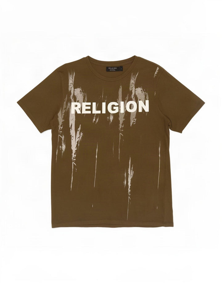 Religion Herre Grafisk T-Shirt Top Lille Khaki Bomuld