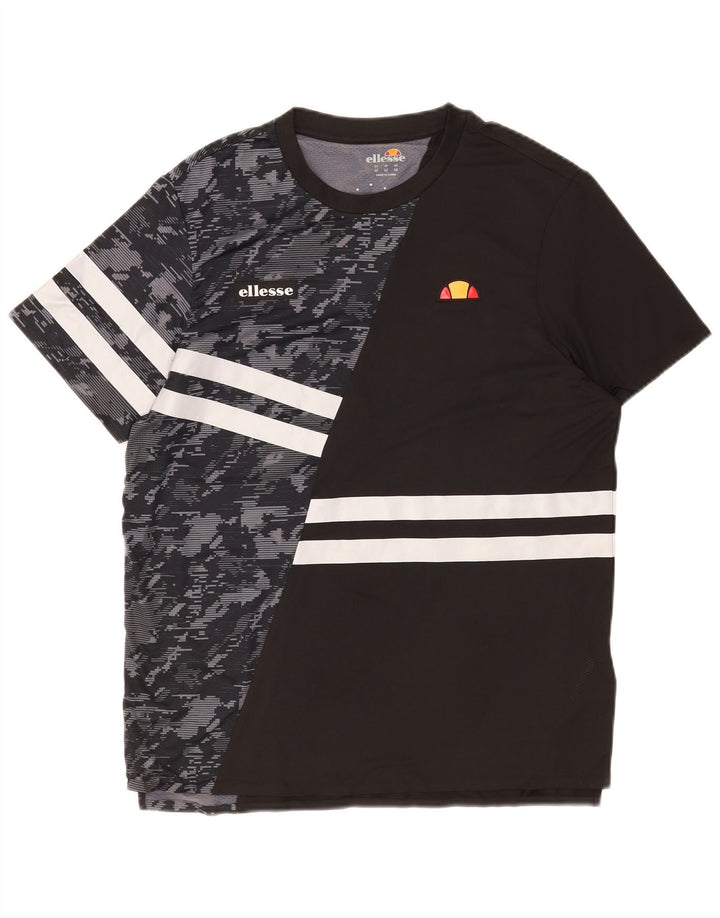 Ellesse Herre Grafisk T-Shirt Top Medium Sort Patchwork Polyester