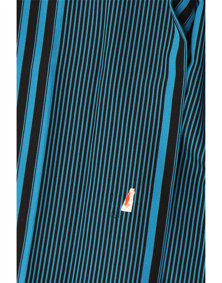 VINTAGE plisseret nederdel til kvinder IT 44 Medium W32 blå stribet polyester