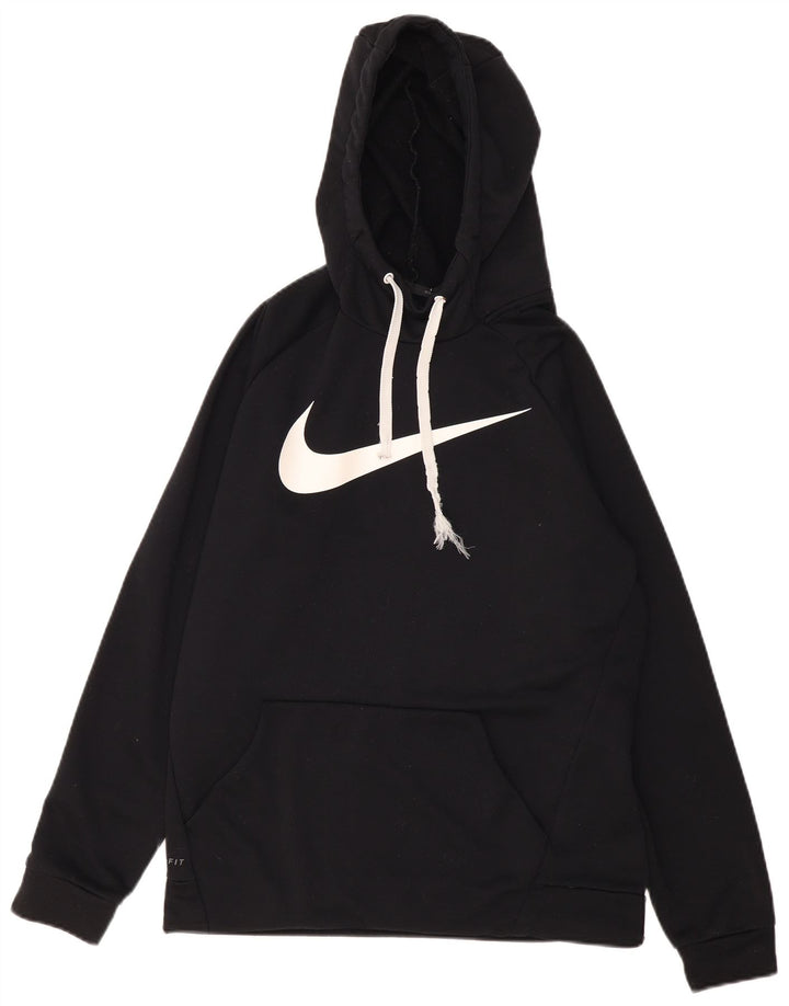 Nike Herre Dri Fit Grafisk Hoodie Jumper Medium Sort Polyester