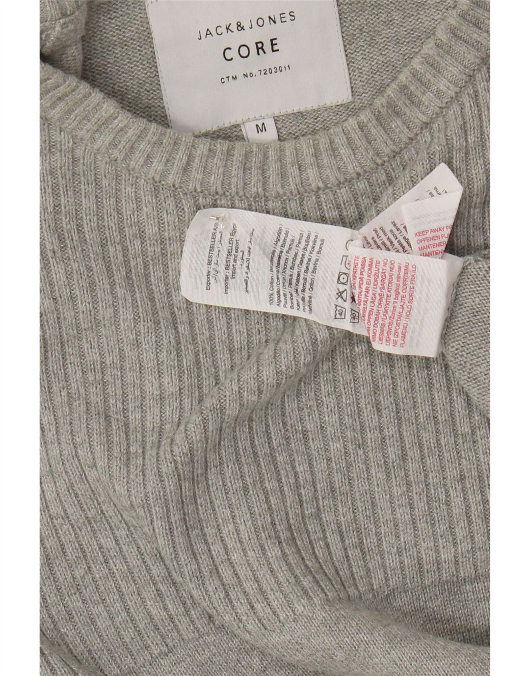 JACK & JONES Herre sweater med rund hals, mellemgrå bomuld