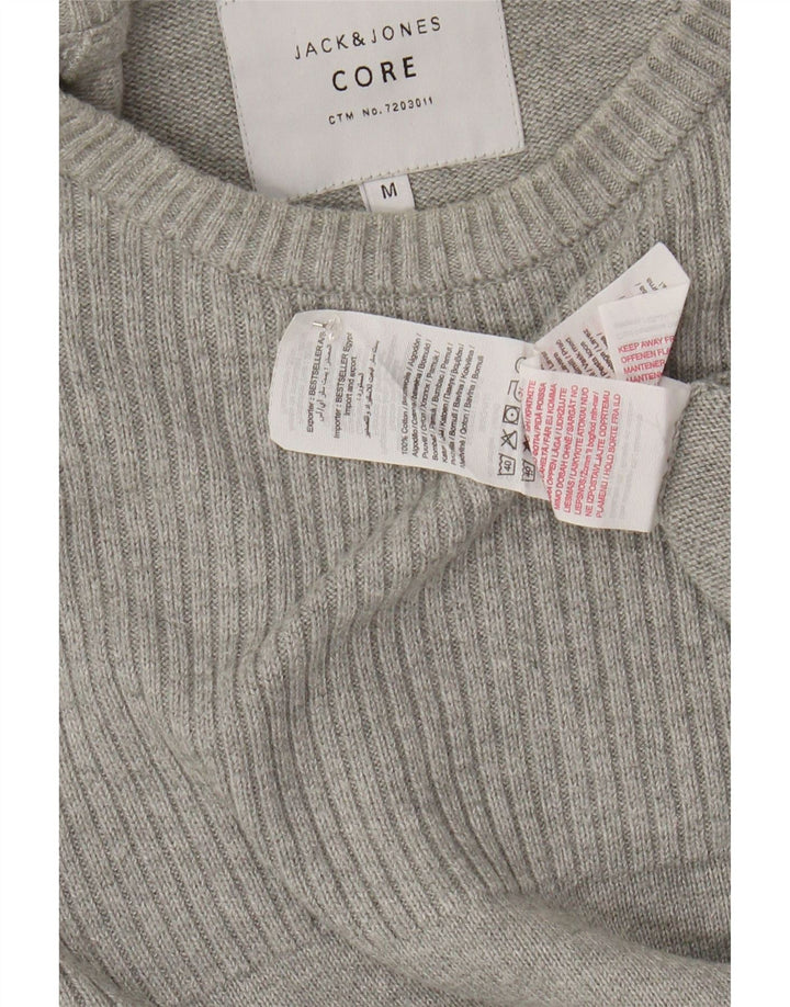 JACK & JONES Herre sweater med rund hals, mellemgrå bomuld