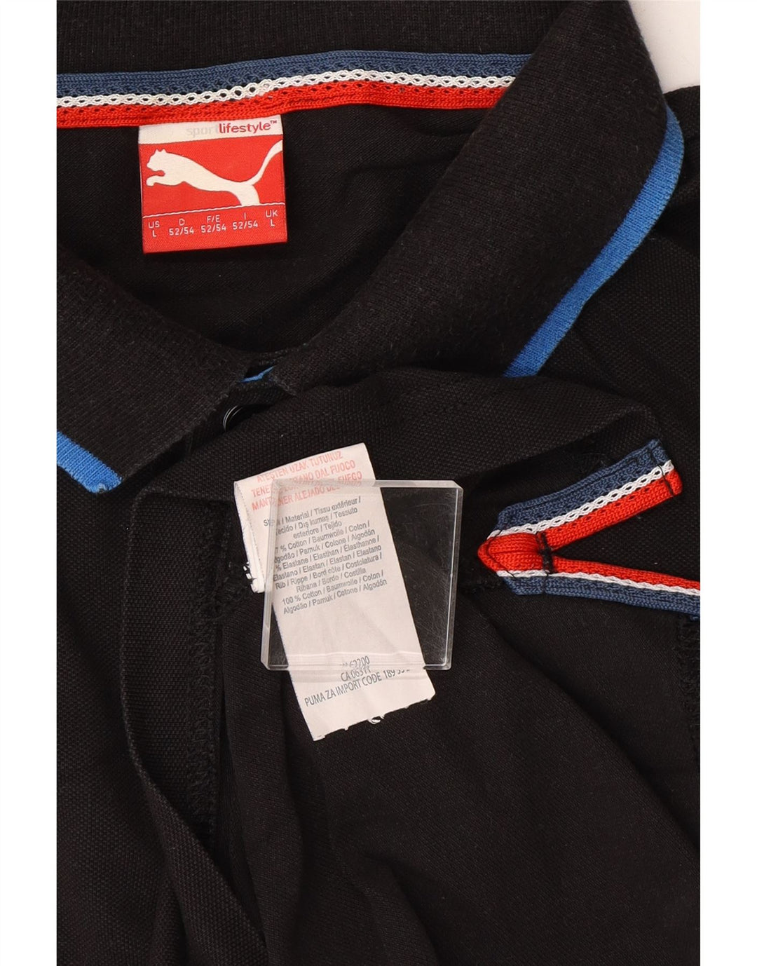 PUMA Mens Polo Shirt Large Black Cotton Vintage Puma and Second-Hand Puma from Messina Hembry 