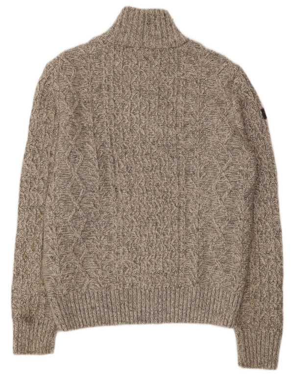 SUPERDRY trøje med lynlås til mænd, stor beige flækket uld