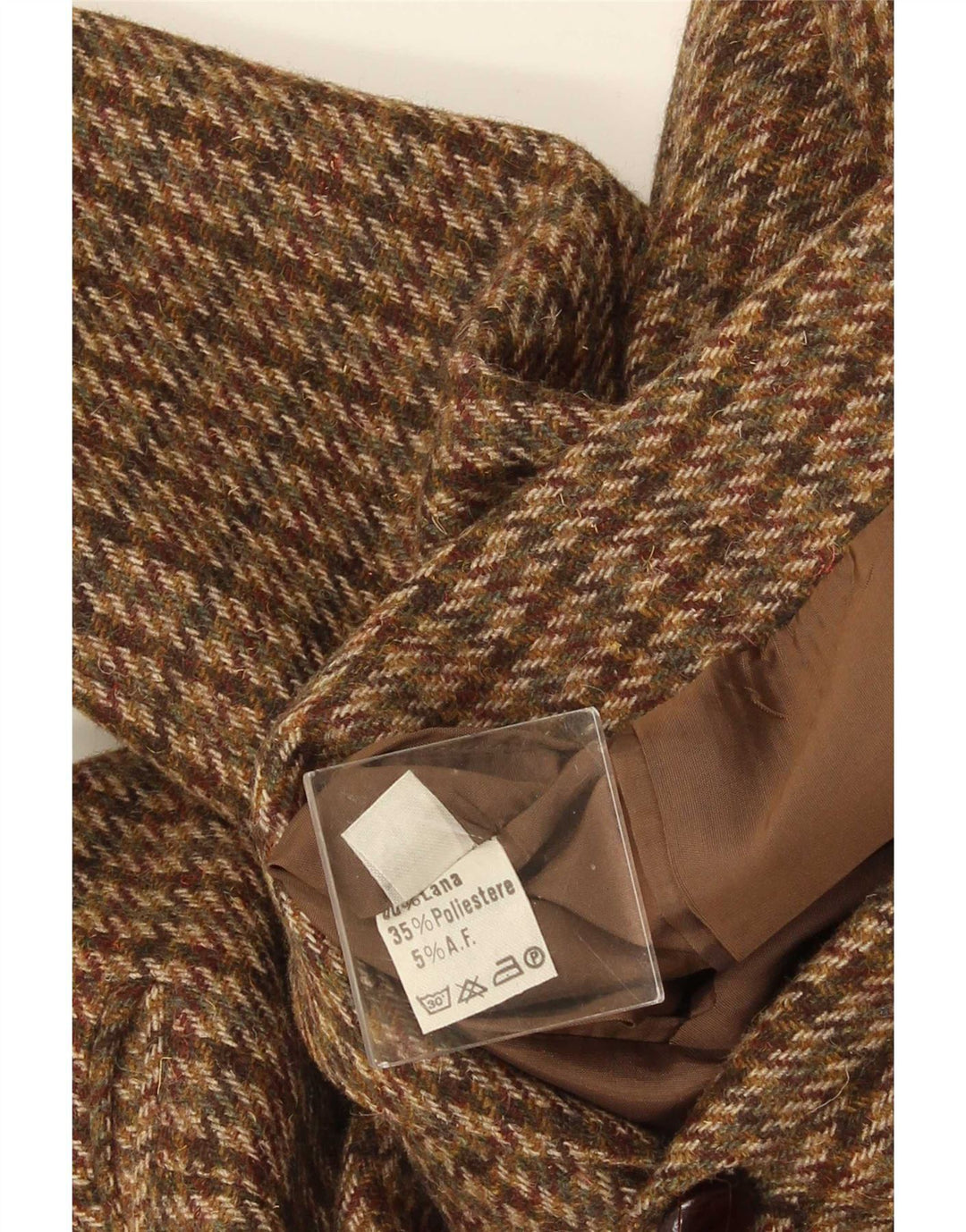 Vintage blazerjakke til mænd med 2 knapper IT 52 XL Brun Houndstooth Uld