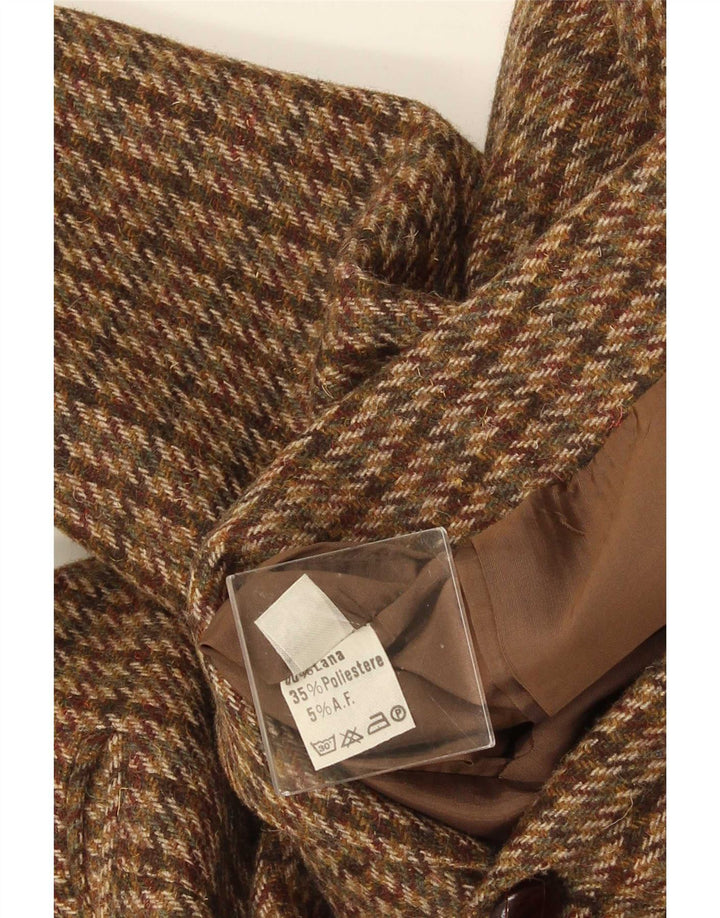 Vintage blazerjakke til mænd med 2 knapper IT 52 XL Brun Houndstooth Uld