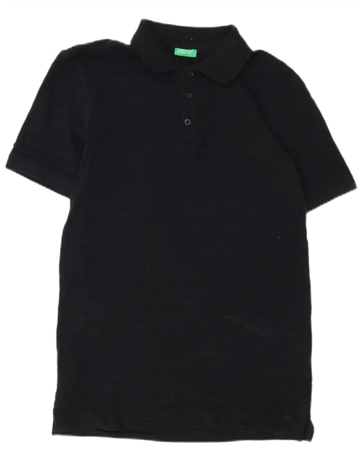 BENETTON Herre poloshirt Lille sort stribet bomuld