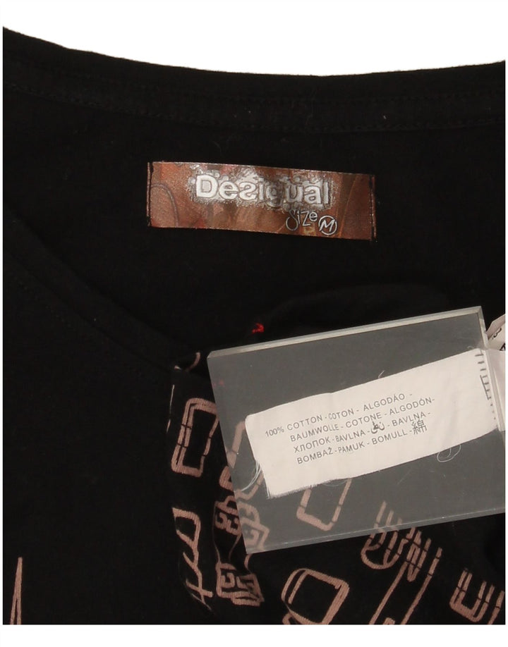 Desigual Kvinder Barcelona Grafisk Top Langærmet UK 12 Medium Sort Bomuld