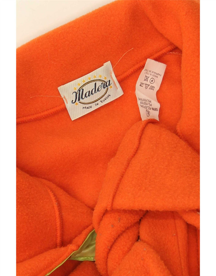 Vintage Herre Button Neck Fleece Jumper XL Orange Polyester