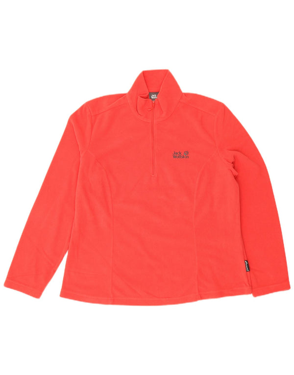 Jack Wolfskin Womens Zip Neck Fleece Jumper UK 18/20 XL Red Polyester