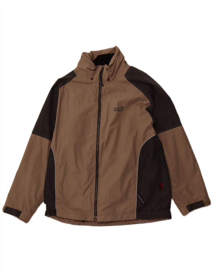 Jack Wolfskin Regnjakke til mænd UK 42 XL Beige Colourblock Polyester