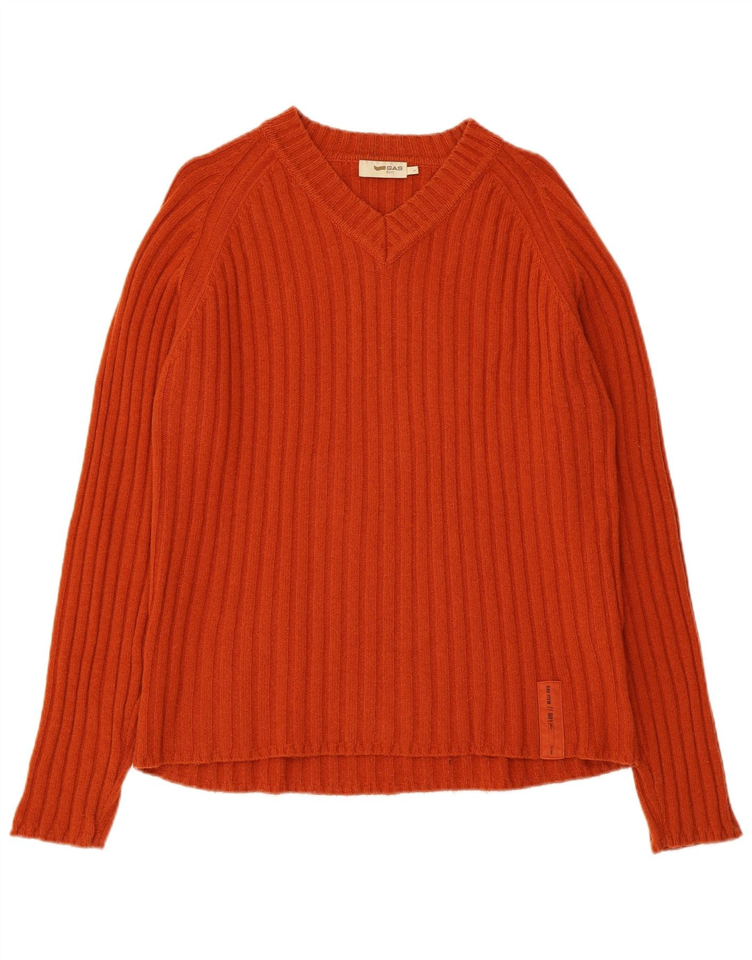 Gas Dame V-hals sweater UK 14 Stor Orange Uld