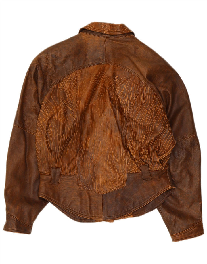 Vintage dame bomber læderjakke IT 44 Medium Brown Tie Dye Biker