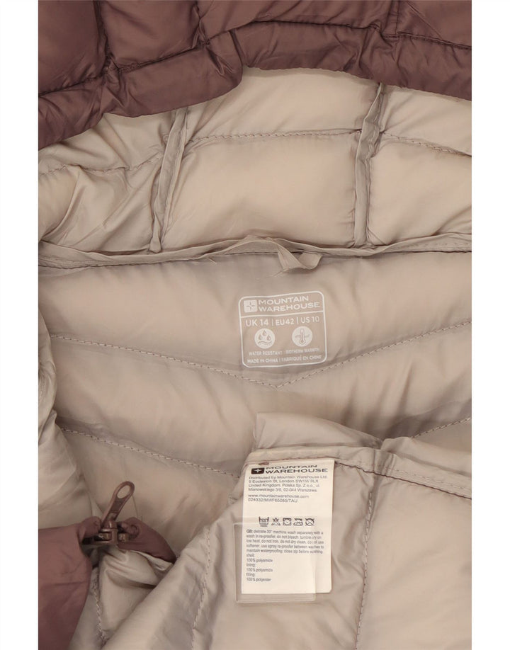 Mountain Warehouse Dame hætte polstret frakke UK 14 medium brun polyamid