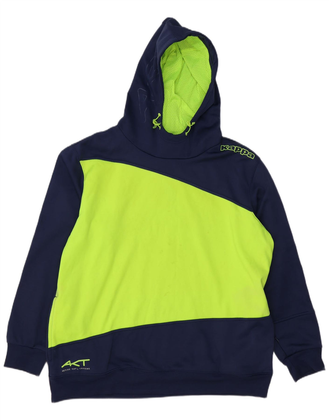 KAPPA Mens Graphic Hoodie Jumper XL Navy Blue Colourblock Polyester