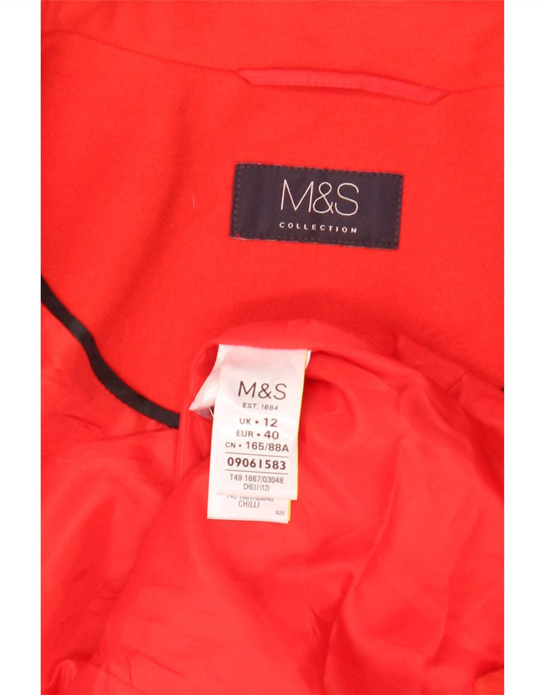Marks & Spencer Dameoverfrakke UK 12 Medium Rød Polyester