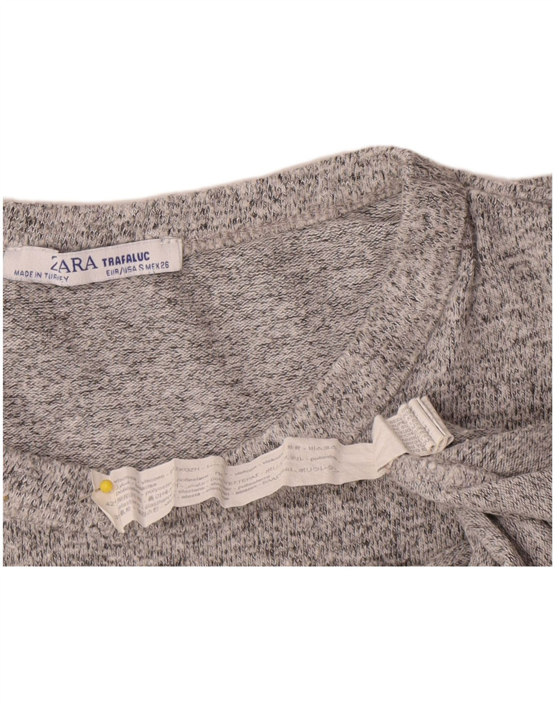 Zara Womens Crop Top Langærmet UK 8 Small Grey Viscose