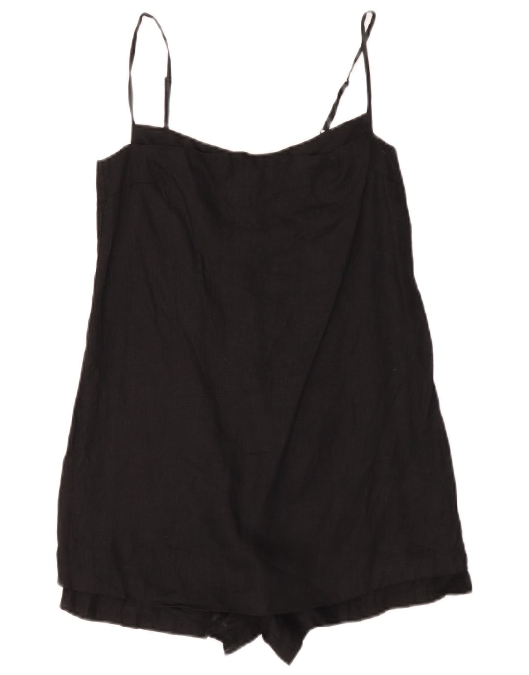 Zara Dame Playsuit UK 10 Small Black Linen