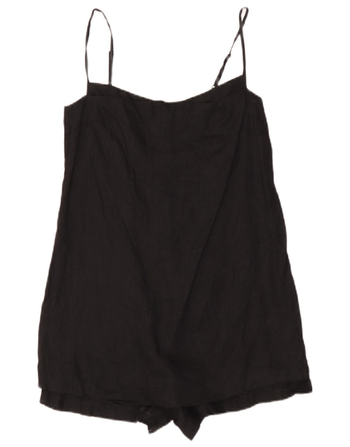 Zara Dame Playsuit UK 10 Small Black Linen
