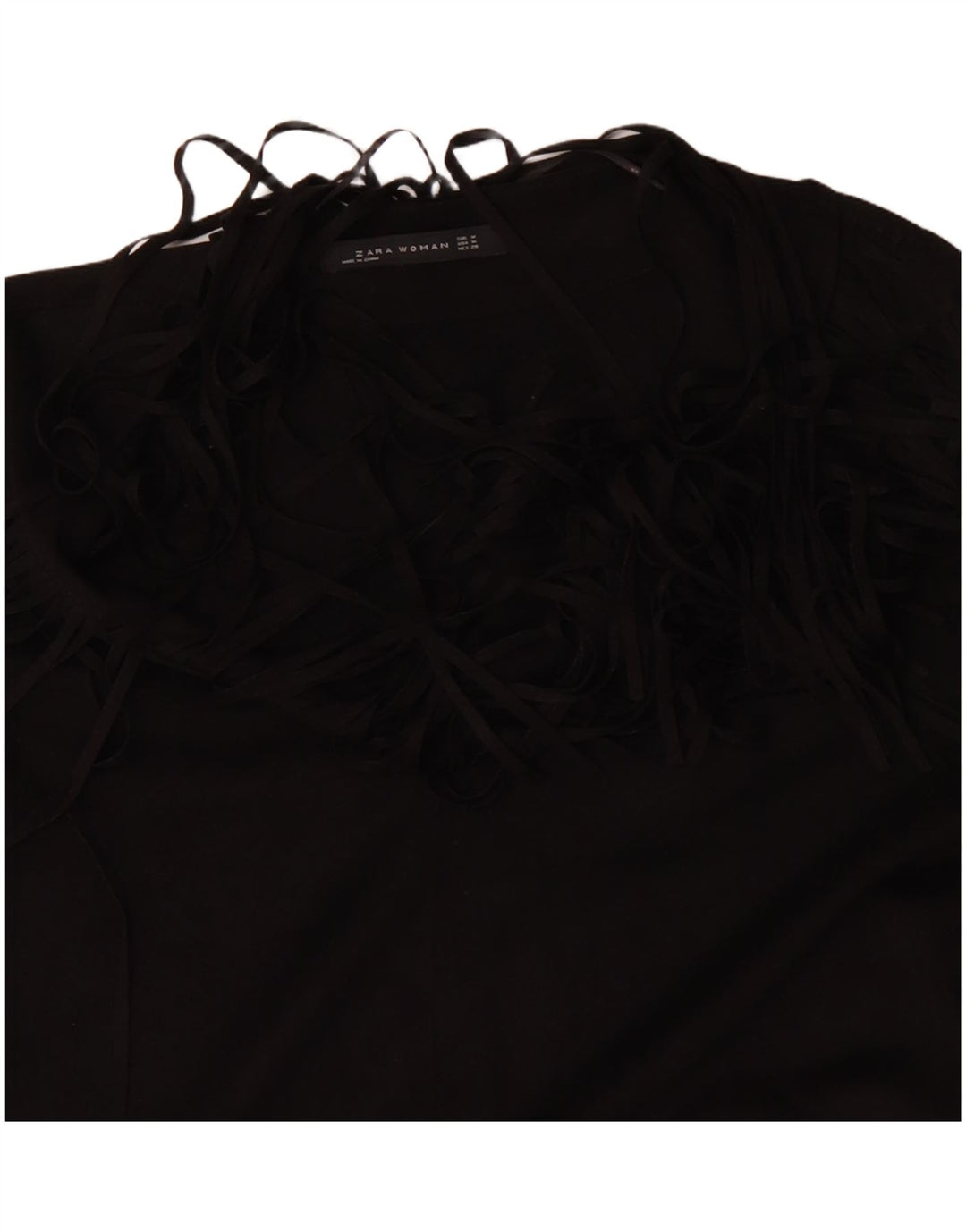 ZARA Langærmet tunikakjole til kvinder UK 14 Medium Sort Polyester