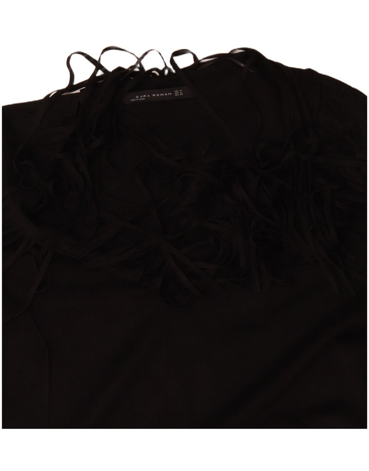 ZARA Langærmet tunikakjole til kvinder UK 14 Medium Sort Polyester