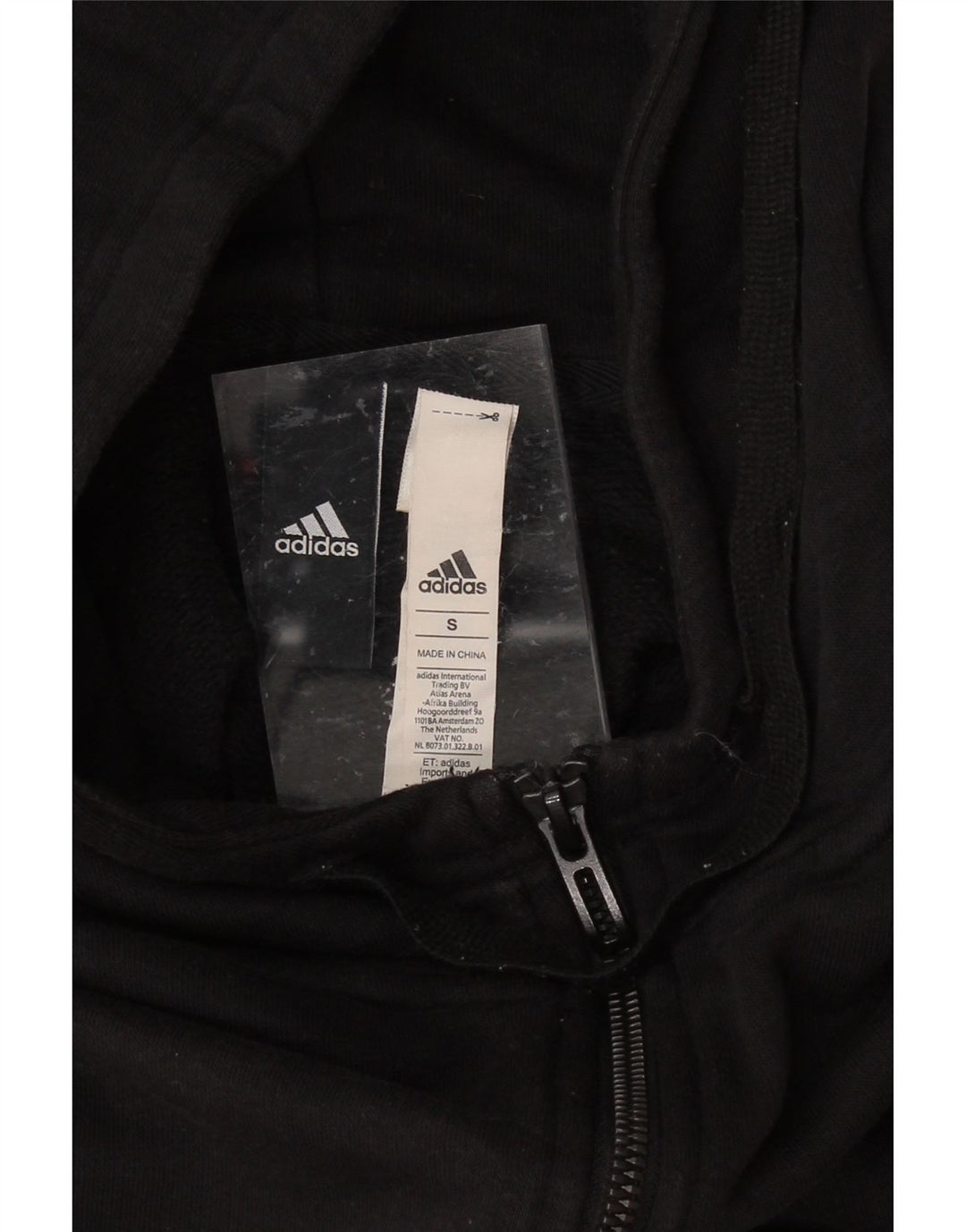 ADIDAS Mens Zip Hoodie Sweater Small Black Cotton Vintage Adidas and Second-Hand Adidas from Messina Hembry 
