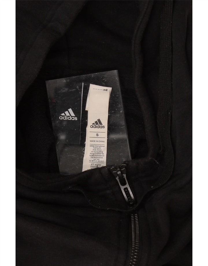ADIDAS Mens Zip Hoodie Sweater Small Black Cotton Vintage Adidas and Second-Hand Adidas from Messina Hembry 