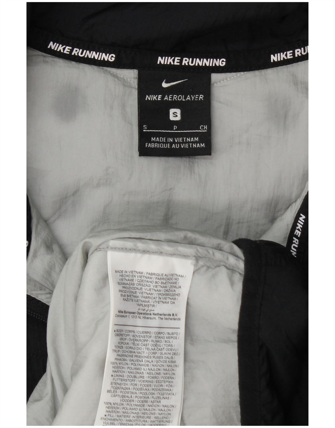 Nike Dame Løbe Hætte Polstret Jakke UK 10 Lille Sort Nylon