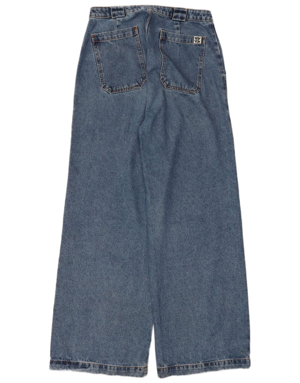 Lucy & Yak kvinders højtaljede brede ben jeans W30 L31 blå bomuld