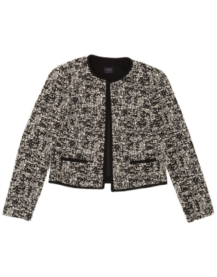 Marks & Spencer Womens Bolero Jumper UK 10 Small Black Geometric