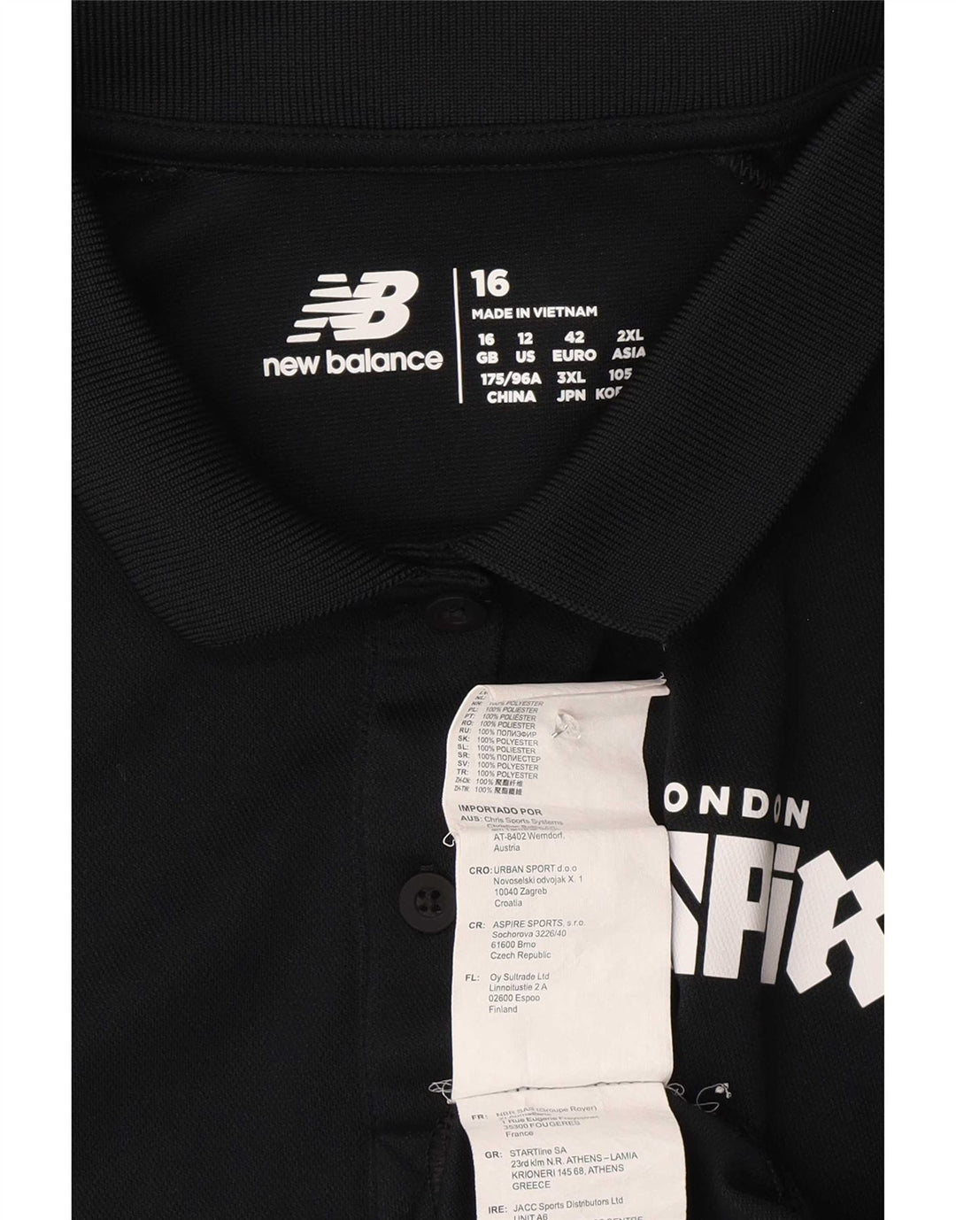 New Balance grafisk poloshirt til kvinder UK 16 Stor sort polyester