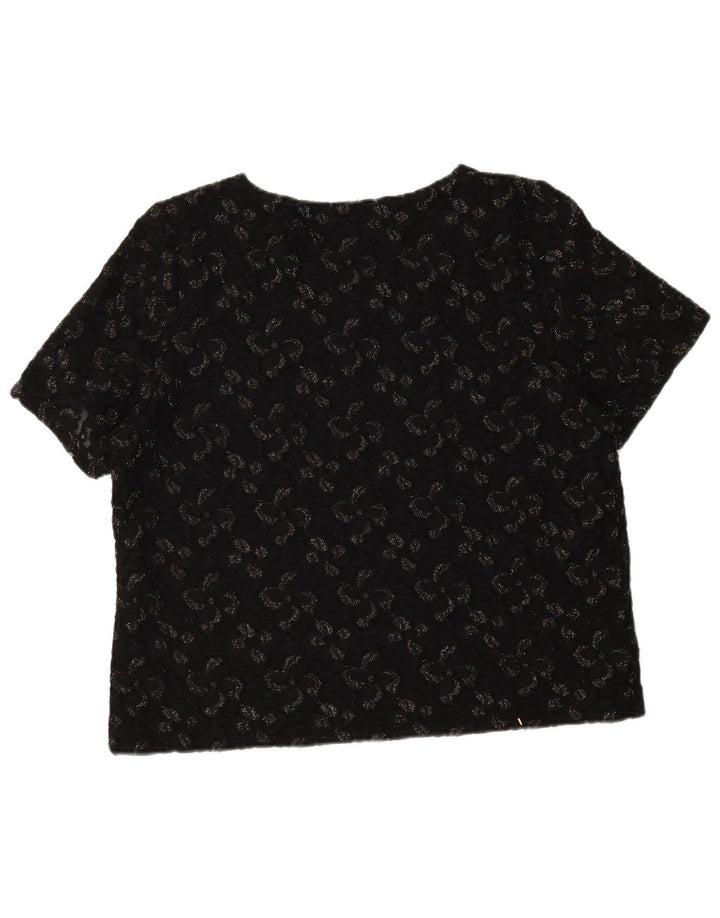 Eastex Damebluse Top UK 16 Stor sort blomstret polyamid