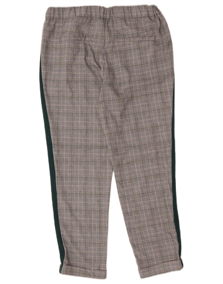 Zara Straight Cropped Bukser Medium W28 L25 Grå ternet polyester