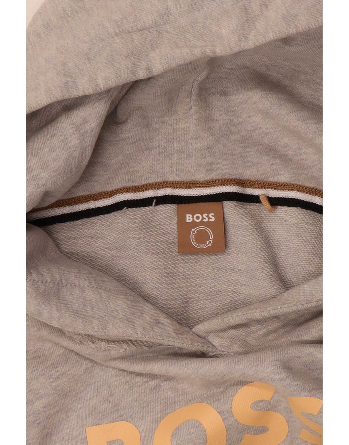 Hugo Boss Grafisk Oversized Hoodie Jumper til kvinder UK 14 Medium Grey