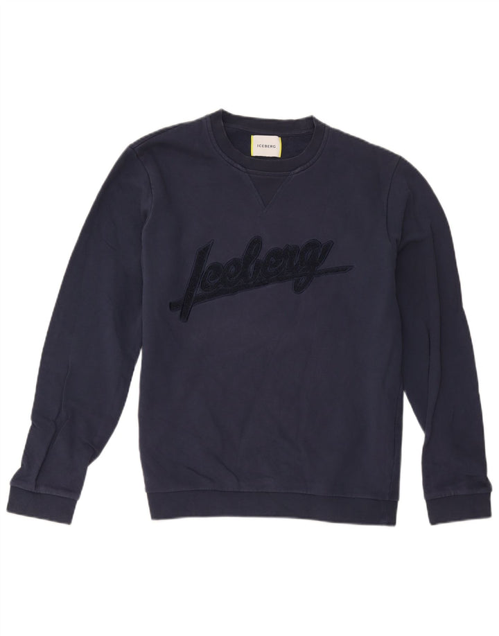Iceberg Herre Grafisk Sweatshirt Jumper Medium Navyblå Bomuld