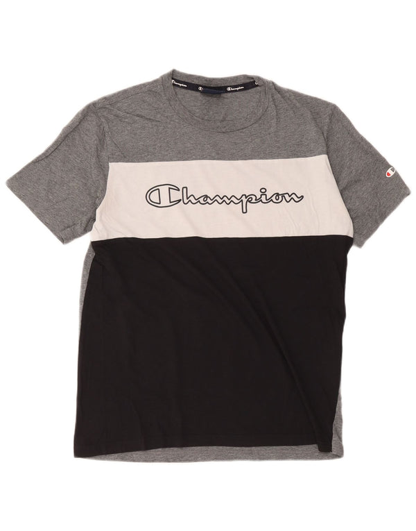 Champion Herre grafisk T-shirt Top Medium Flerfarvet Colourblock Bomuld